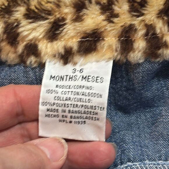 Arizona Jean Co | Vintage Girls Denim Jean Jacket Animal Print Faux Fur 3-6M - Picture 10 of 12